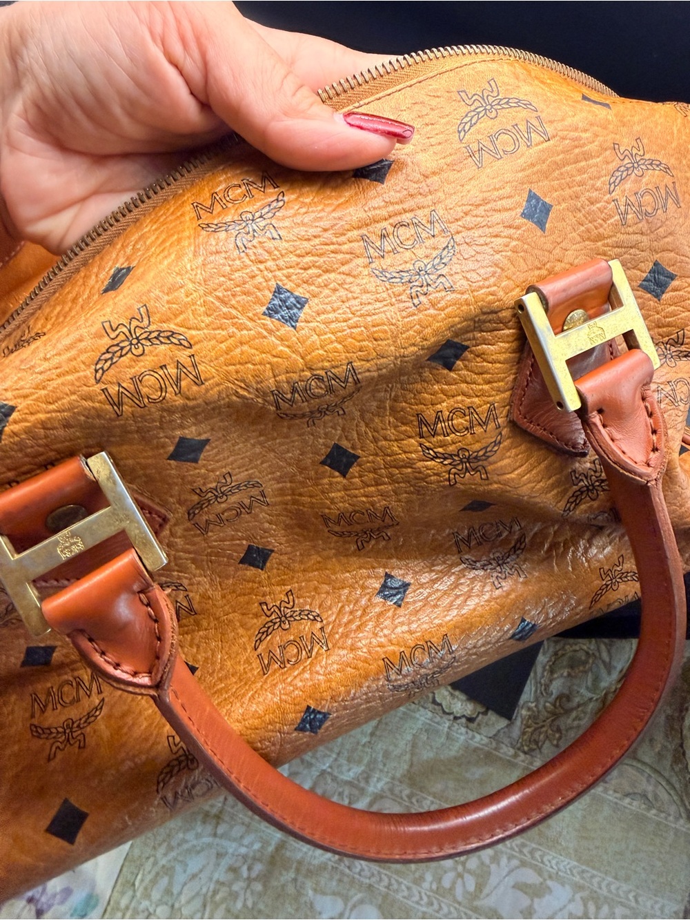 MCM Visetos Cognac Boston/COA) included / vintage - Picture 6 of 13